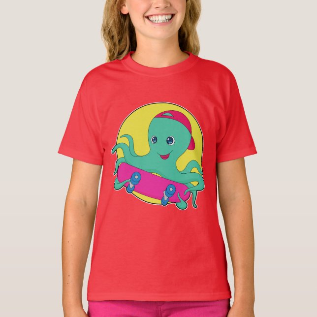 Octopus Skater Skateboard T-Shirt (Front)
