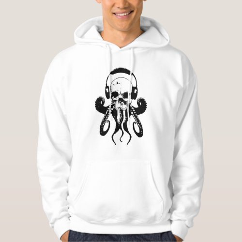 Octopus Skull DJ with Headphones Gothic Art Hoodie