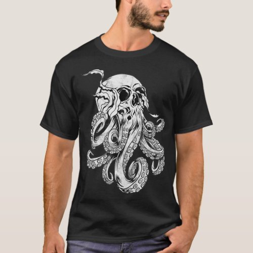Octopus Skull Monster Kraken Cthulhu Skull for Men T_Shirt