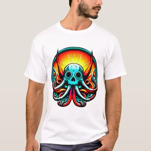 Octopus Skull  Of Colors  T_Shirt