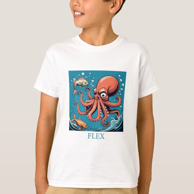 Octopus Slapping a Fish, Flex T-Shirt (Front)