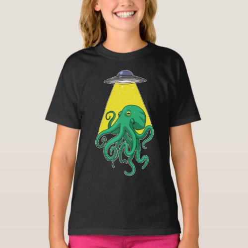 Octopus Spaceship Space T_Shirt