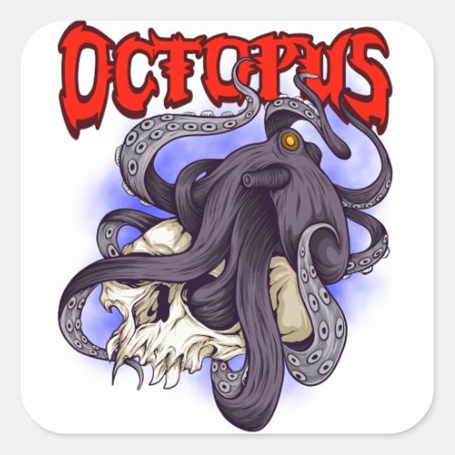 octopus square sticker