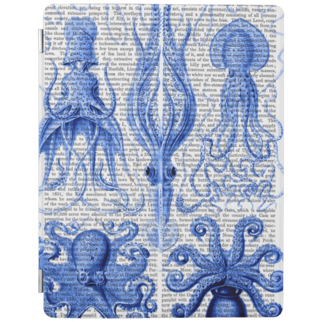 Octopus & Squid Blue iPad Air Cover (Front)