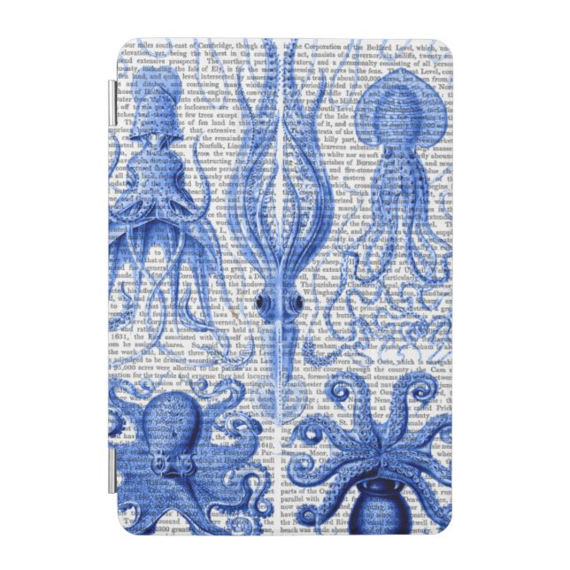 Octopus & Squid Blue iPad Mini Cover (Front)