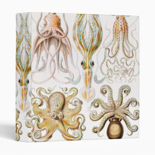 Octopus Squid, Gamochonia by Ernst Haeckel 3 Ring Binder
