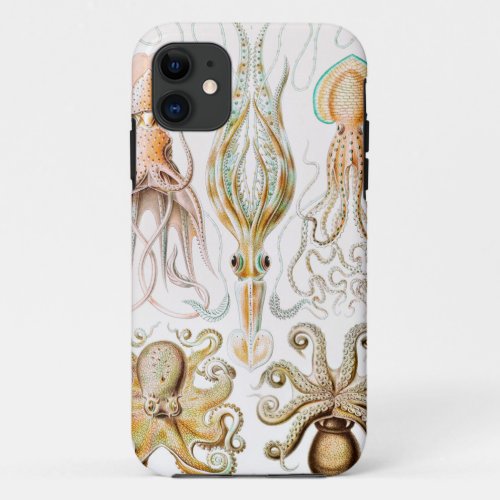 Octopus Squid Gamochonia by Ernst Haeckel iPhone 11 Case