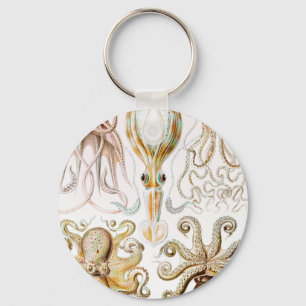 Octopus Squid, Gamochonia by Ernst Haeckel Keychain