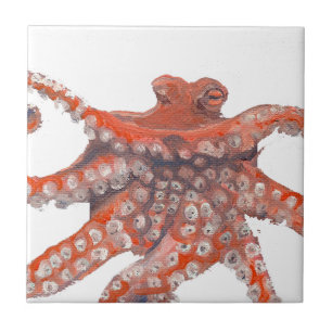 Octopus Squid Kraken Painting Ceramic Tile