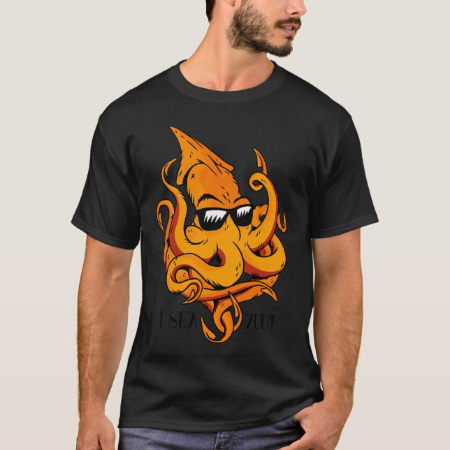 Octopus, squid, octopus with sunglasses. T-Shirt (Front)
