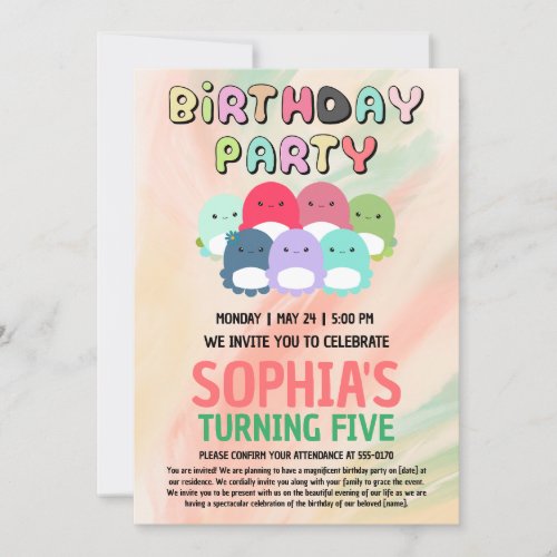 Octopus Squishmallow Birthday Party Invitation