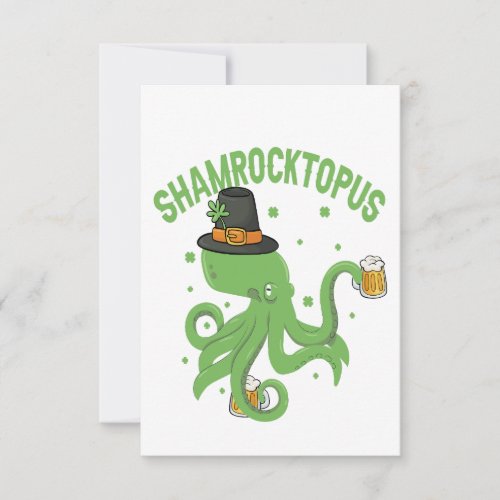 Octopus St Patricks Day Shamrocktopus Leprechaun Thank You Card
