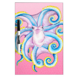 Octopus Stained Glass Pink Dry Erase Board