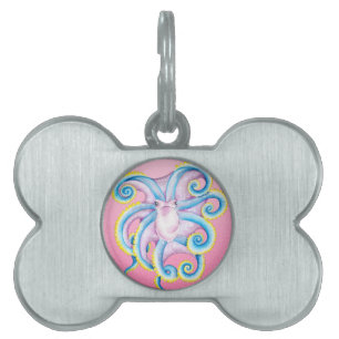 Octopus Stained Glass Pink Pet Tag