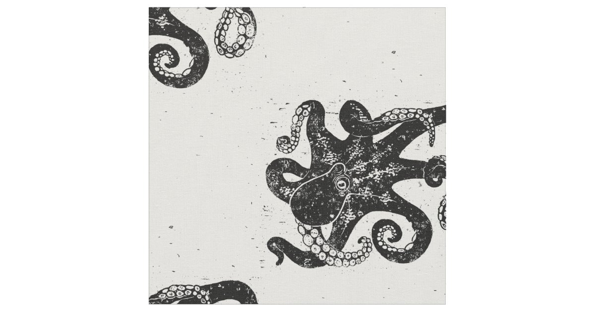 Octopus Stamp Fabric | Zazzle