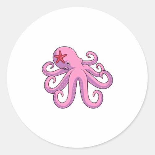 Octopus Starfish Classic Round Sticker