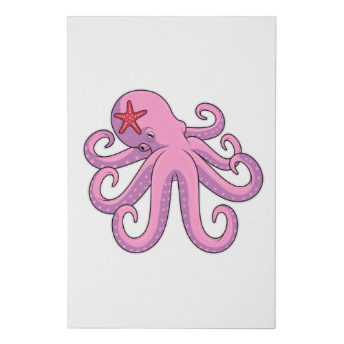 Octopus Starfish Faux Canvas Print