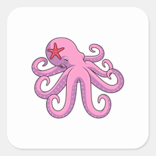 Octopus Starfish Square Sticker