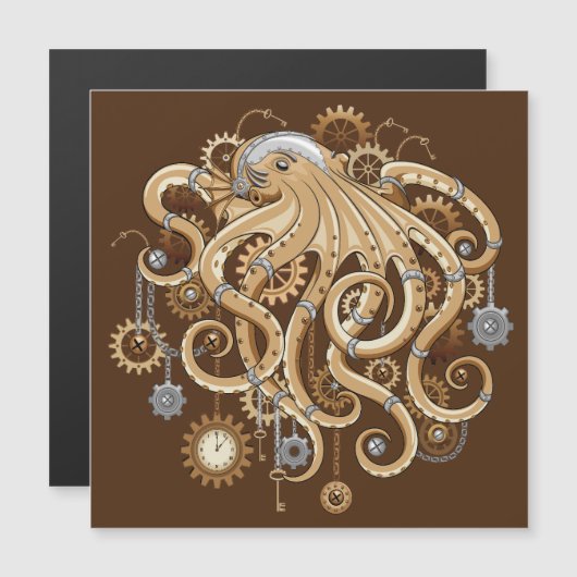 Octopus Steampunk Retro Mechanical Fantasy (Front/Back)