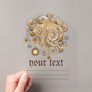 Octopus Steampunk Retro Mechanical Fantasy Acrylic Invitations