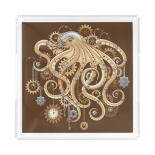 Octopus Steampunk Retro Mechanical Fantasy Acrylic Tray