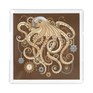 Octopus Steampunk Retro Mechanical Fantasy Acrylic Tray
