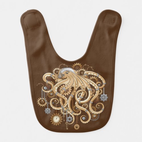Octopus Steampunk Retro Mechanical Fantasy Baby Bib