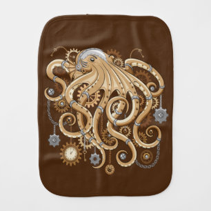 Octopus Steampunk Retro Mechanical Fantasy Baby Burp Cloth