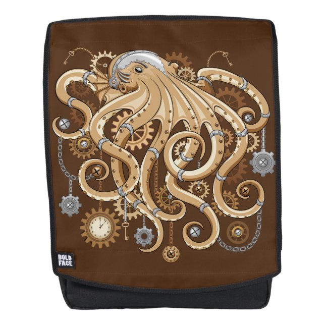 Octopus Steampunk Retro Mechanical Fantasy Backpack (Front)