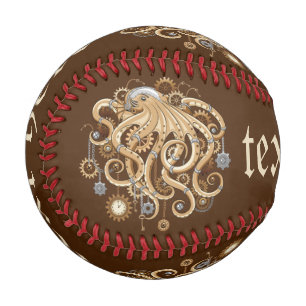 Octopus Steampunk Retro Mechanical Fantasy Baseball