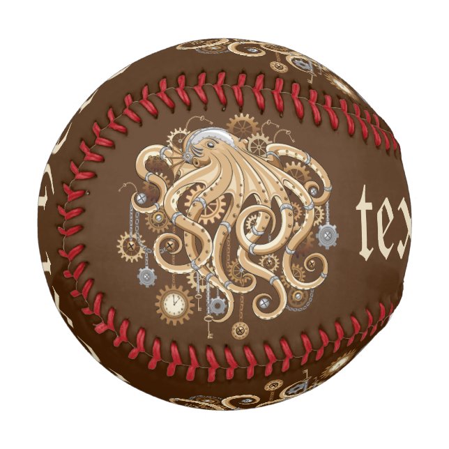 Octopus Steampunk Retro Mechanical Fantasy Baseball (Front Left)