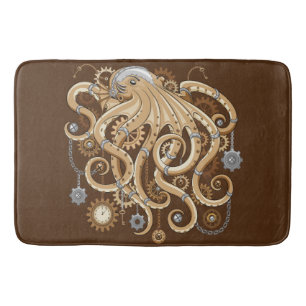 Octopus Steampunk Retro Mechanical Fantasy Bath Mat