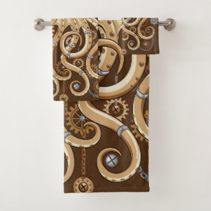 Octopus Steampunk Retro Mechanical Fantasy Bath Towel Set