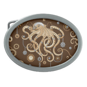 Octopus Steampunk Retro Mechanical Fantasy Belt Buckle