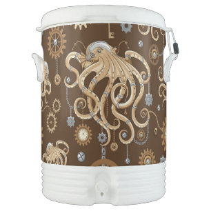 Octopus Steampunk Retro Mechanical Fantasy Beverage Cooler