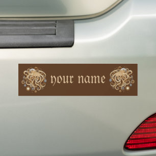 Octopus Steampunk Retro Mechanical Fantasy Bumper Sticker