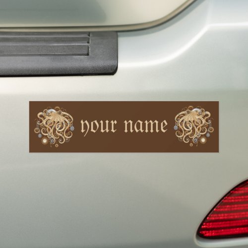 Octopus Steampunk Retro Mechanical Fantasy Bumper Sticker