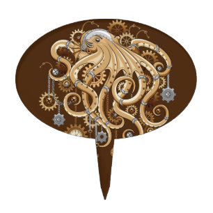 Octopus Steampunk Retro Mechanical Fantasy Cake Topper