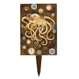 Octopus Steampunk Retro Mechanical Fantasy Cake Topper