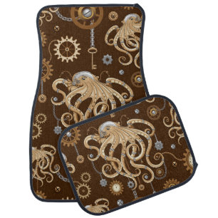 Octopus Steampunk Retro Mechanical Fantasy Car Floor Mat