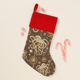 Octopus Steampunk Retro Mechanical Fantasy Christmas Stocking