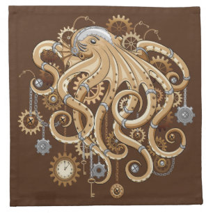 Octopus Steampunk Retro Mechanical Fantasy Cloth Napkin