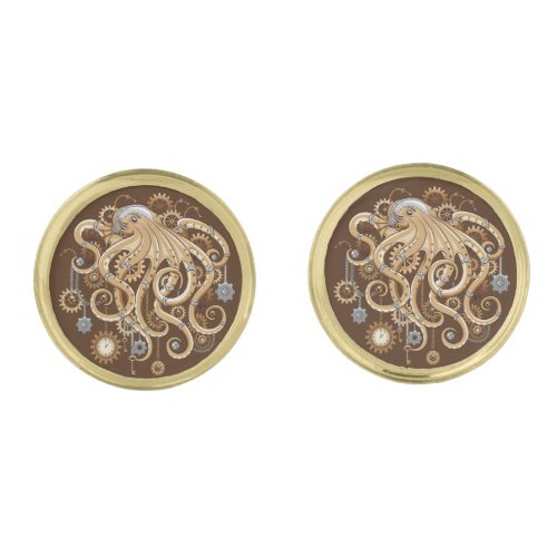 Octopus Steampunk Retro Mechanical Fantasy Cufflinks