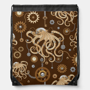 Octopus Steampunk Retro Mechanical Fantasy Drawstring Bag