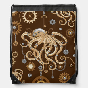 Octopus Steampunk Retro Mechanical Fantasy Drawstring Bag