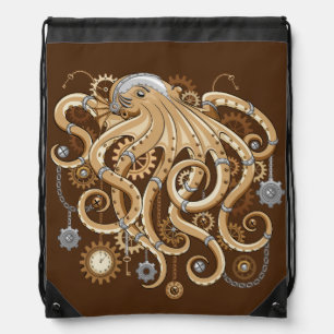 Octopus Steampunk Retro Mechanical Fantasy Drawstring Bag