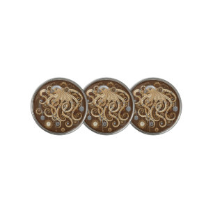 Octopus Steampunk Retro Mechanical Fantasy Golf Ball Marker