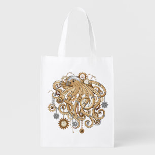 Octopus Steampunk Retro Mechanical Fantasy Grocery Bag