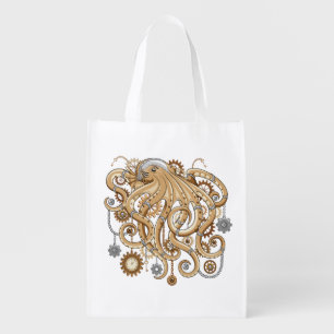 Octopus Steampunk Retro Mechanical Fantasy Grocery Bag