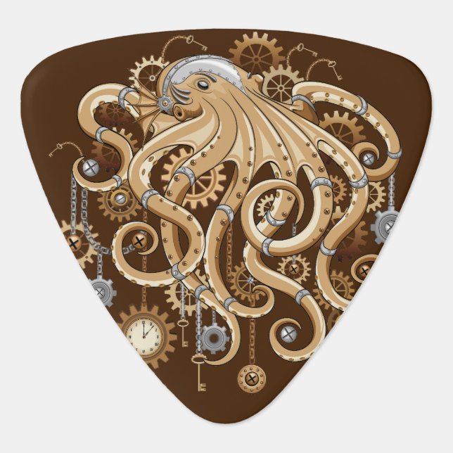 Octopus Steampunk Retro Mechanical Fantasy Guitar Pick (Front)